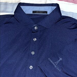 Navy Blue Wolves GREYSON Streamsong Black Swept Collar PolyBlend Golf Polo Shirt